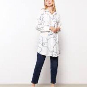 Cobblestoneliving White and Blue Rope Print Shirt Dress size M/L NWT